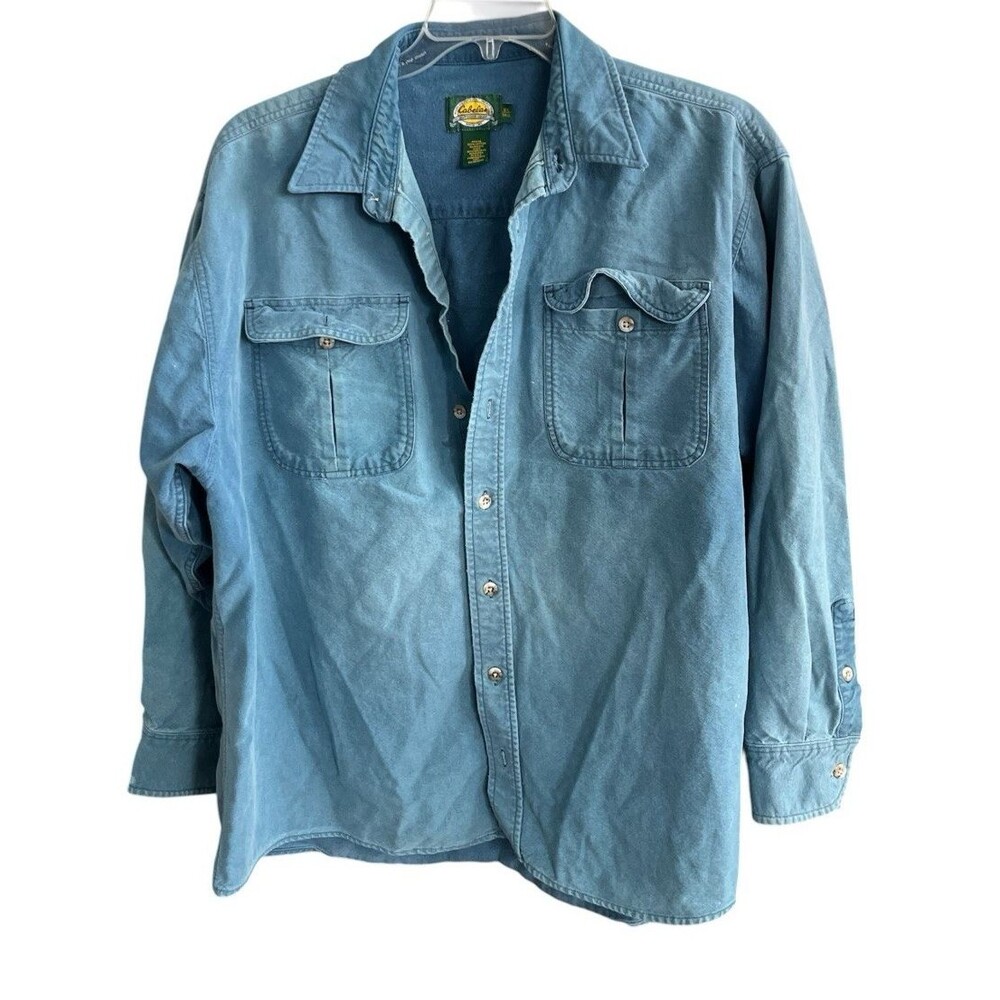 Cabelas Heavy Denim Mens Shirt Light Jacket Barn Utility Size 2X Tall
